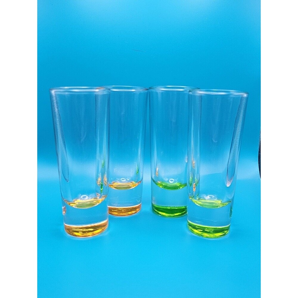 Set Of 4 Vtg Libbey Carisa 2 Oz. Colorful Shot Glasses